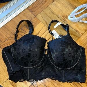 Aerie long lined black bralette